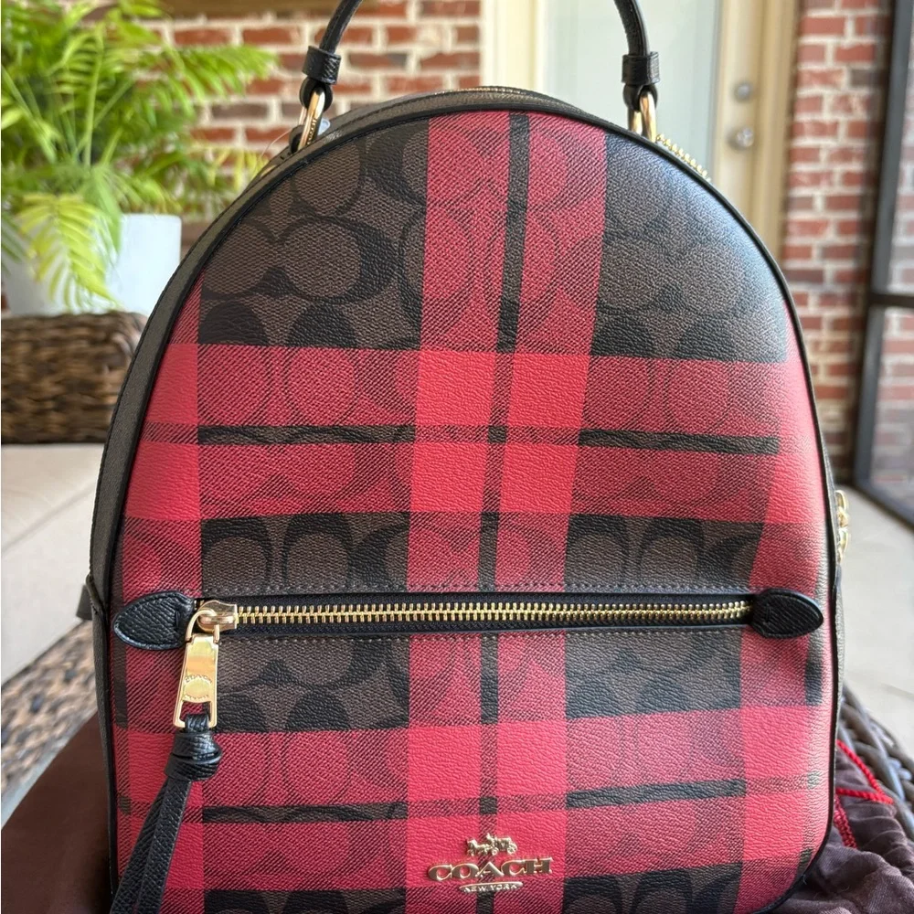 Coach Jordyn Backpack in Signature Canvas with Field Plaid Print